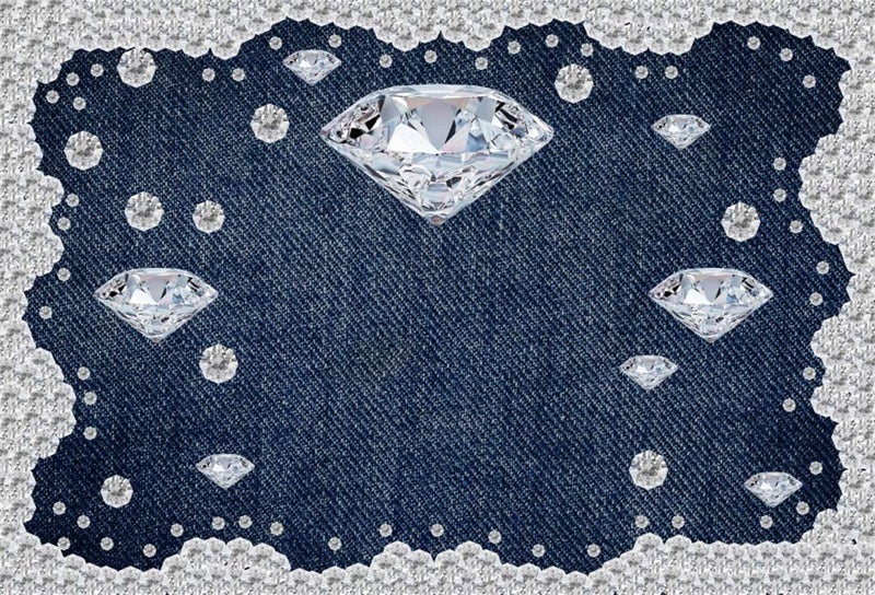 Yeele 10x8ft Diamond Denim Style Backdrop for Photography Jeans Inlaid Rhinestone Background Birthday Party Decoration Woman Kids Photo Booth Shoot Vinyl Studio Props - Image 1